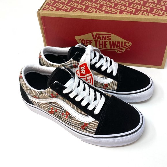 🌸Sale🌸 VANS Old Skool Black Brown Roses Sneakers Women's Size 7.5 VN0A4U3B2NV - Picture 7 of 10